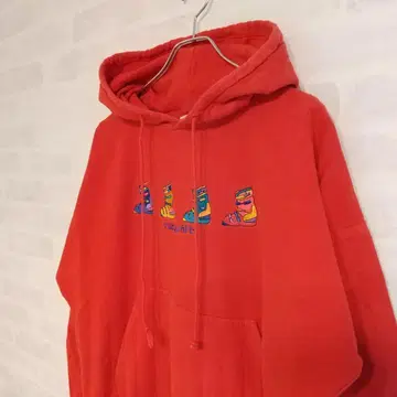 빈티지 90s 클레이지 셔츠 후드티 USA제 레드 자수