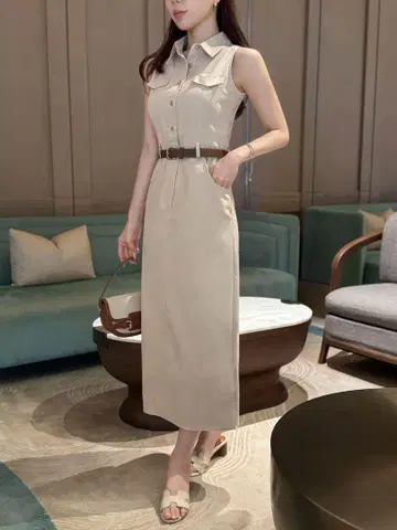 택 포함 새상품 QUNG Nomad 트렌치 원피스 베이지