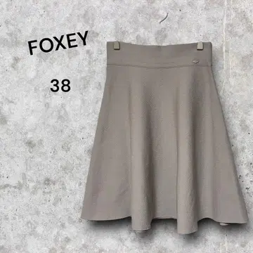 FOXEY 폭시 플레어 스커트 38 그레이 허리밴딩