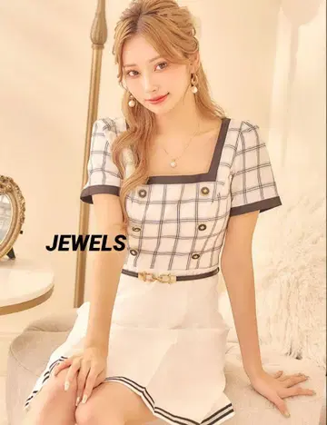 JEWELS 바이컬러 체크 원피스 드레스