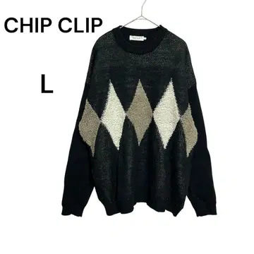 CHIP CLIP 아가일 무늬 니트 스웨터 L 루즈핏 캐주얼