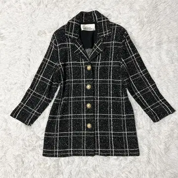 스티브 패브리칸트 트위드 숏코트 10 비쥬 펄 버튼