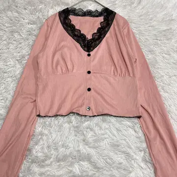 DAZY 데이지 핑크 레이스 V넥 가디건 XL 빅