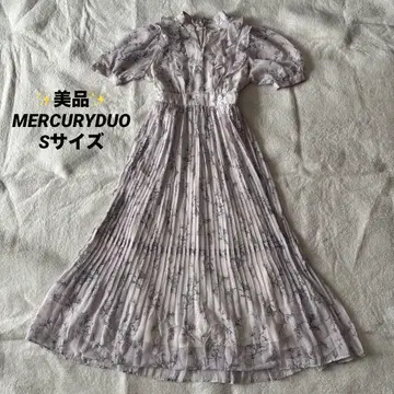 새상품급 머큐리 듀오 원피스 꽃무늬 플리츠 롱 라벤더 S
