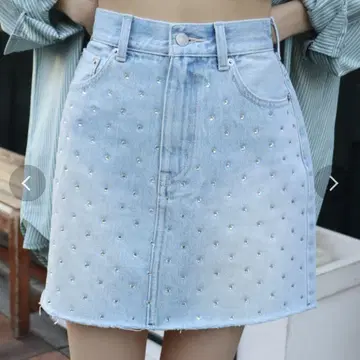 EVRIS 큐빅 데님 스커트