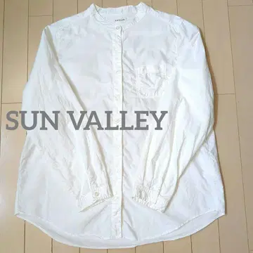 SUN VALLEY 밴드 카라 옥스 셔츠 치비 포켓 화이트 L 사이즈