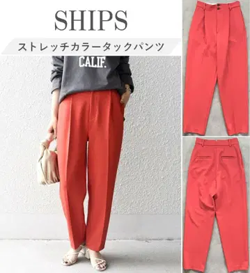 SHIPS 스트레치 컬러 턱 팬츠 36 레드