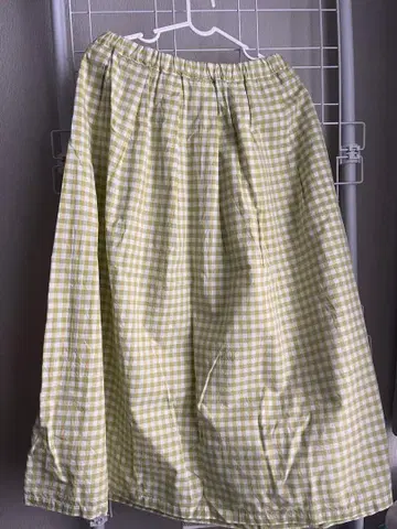NATURAL LAUNDRY 그린 체크 롱 스커트