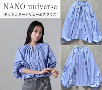 NANO universe 턱 칼라 볼륨 블라우스 FREE 블루