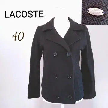 LACOSTE 더블 브레스트 자켓 금장 장식 와니 로고 L 블랙 라코스테
