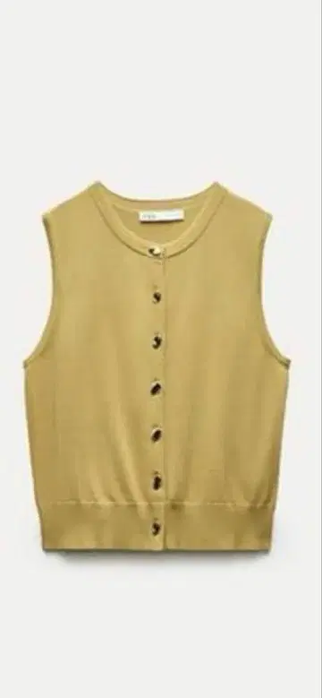 ZARA 골드 버튼 니트 베스트 미사용 새상품 택 포함 머스타드