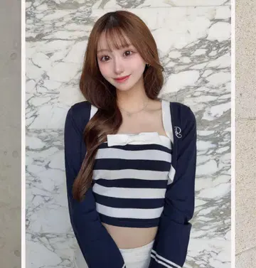 다리치 레이어드 보더 니트 앙상블 NAVY Darich