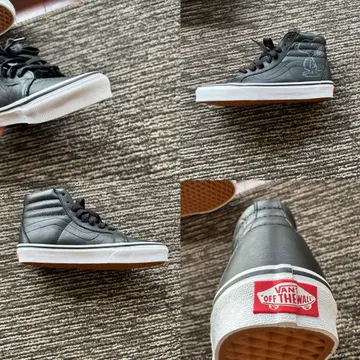 Vans Sk8-Hi 블랙 가죽 하이컷 스니커즈 PEANUTS