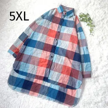 새상품급 긴팔 셔츠 5XL 체크 빨간색 파랑 빅 사이즈 5373