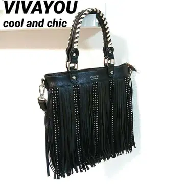 VIVAYOU 비바유 블랙 프린지 숄더백 2way