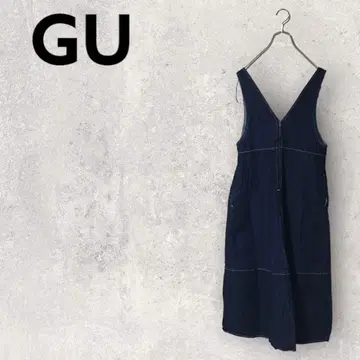 GU 프론트 지퍼 데님 원피스 M 면 100% 롱 기장 여성용