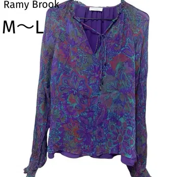 Ramy Brook 꽃무늬 쉬폰 블라우스 레트로 긴팔