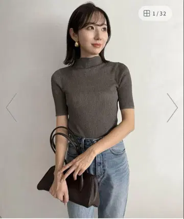 anuans 시어 라메 리브 니트탑 차콜