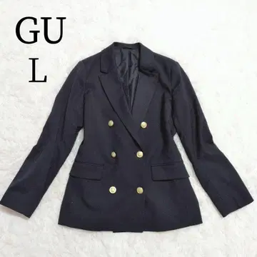 GU 네이비 골드 버튼 여성용 L 사이즈 더블 브레스트 자켓