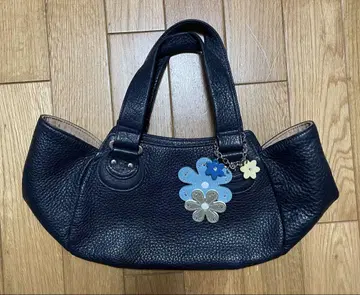 네이비 가죽 핸드백 꽃 참 포함