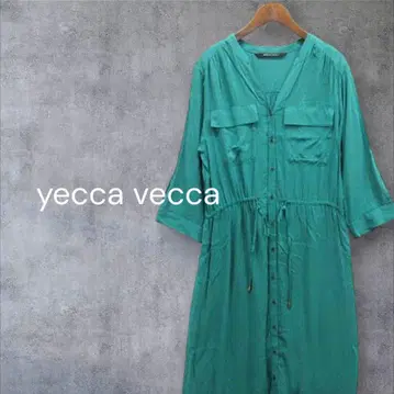 [YECCA VECCA] 2WAY 소매 셔츠 원피스 그린 드레이프감