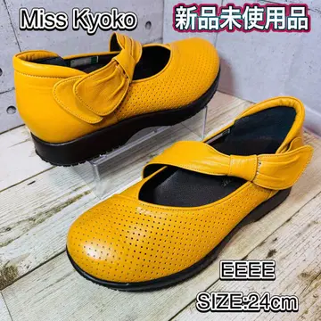 미사용 새상품 미스쿄코 4E 리본 스트랩 신발 카멜 24