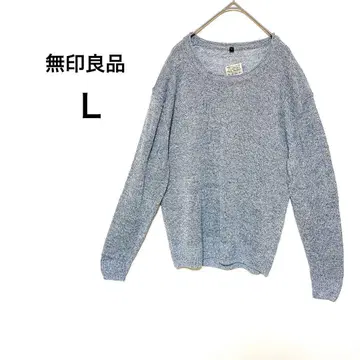 무인양품 남성용 크루넥 스웨터 라이트 블루 [L] 린넨 100