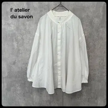 l' atelier du savon 화이트 긴팔 셔츠 블라우스 화이트