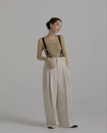 louren suspenders wide pants