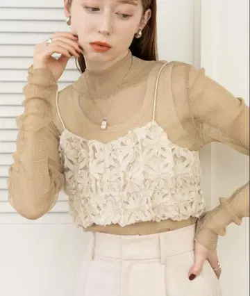hinari 플라워컷 자카드 뷔스티에 아이보리
