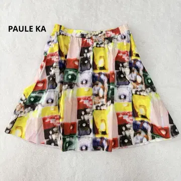 폴카 PAULE KA 플레어 스커트 컬러풀 오피스 깔끔한 M 새상품급