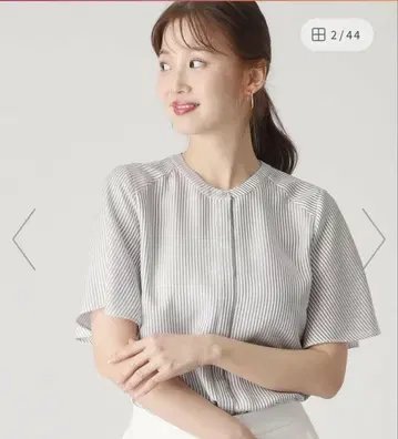 [ 세탁 가능 / 스트라이프 패턴 ] 플레어 소매 블라우스