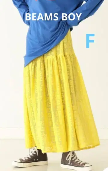 BEAMS BOY 레이스 맥시 티어드 플레어 스커트 F