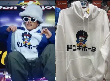 [ 미사용 ] 돈키호테 x 블루노마즈 한정판 콜라보 후드티 화이트 L