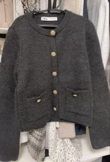 골드 버튼 가디건 ZARA