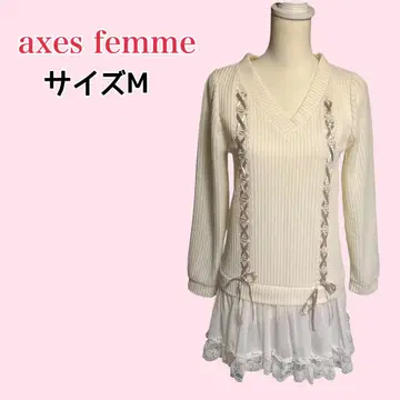 axes femme 리브 니트 미니 원피스 아이보리 M