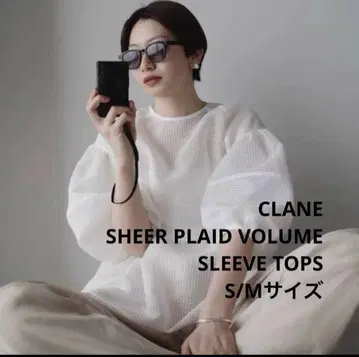 CLANE SHEER PLAID VOLUME SLEEVE TOPS