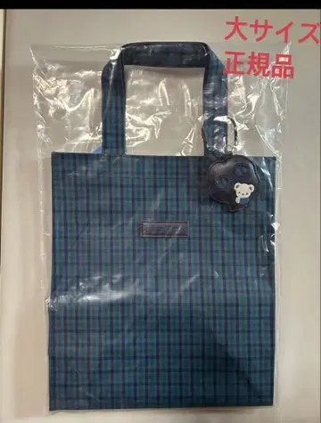 택 포함 미사용 새상품 파미리아 체크 토트백 대 파랑