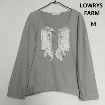 LOWRYS FARM 레이스 장식 그레이 루즈핏 긴팔 상의