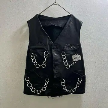 유럽 빈티지 가죽 베스트 PUNK 유로 빈티지 찡 장식 재킷