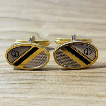 DUNHILL 던힐 커프스 d 로고 블랙 x 골드 x 실버