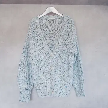 THE SHOP TK 블루 색상 혼방 니트 굵은 짜임 가디건