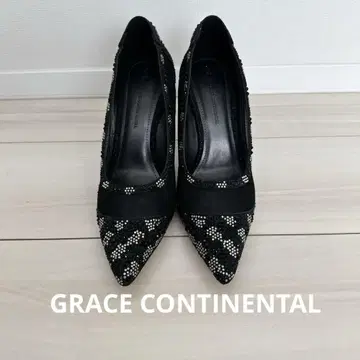 [새상품급] GRACE CONTINENTAL 큐빅 시어 펌프스 블랙 37