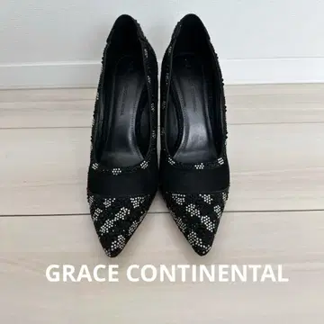 [새상품급] GRACE CONTINENTAL 큐빅 시어 펌프스 블랙 37