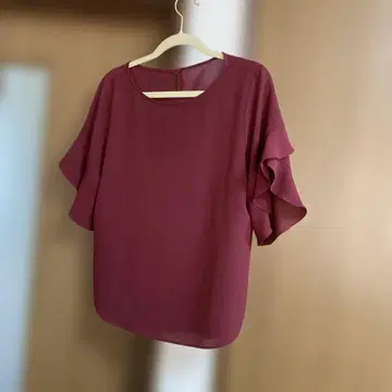 아나이 조젯 소매 프릴 블라우스 38 크림슨 반팔