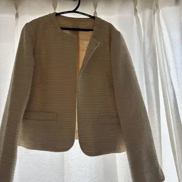노카라 트위드 자켓 베이지