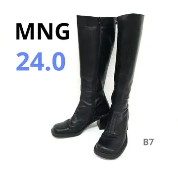 [스페인산] MNG 블랙 롱 부츠 24.0 청키힐 y2k