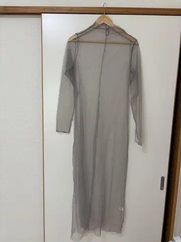 ZARA 시스루 그레이 긴팔 롱 원피스