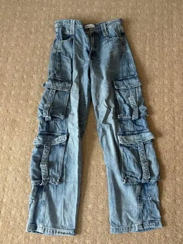 ZARA 카고 팬츠 EU 34 인디고 블루