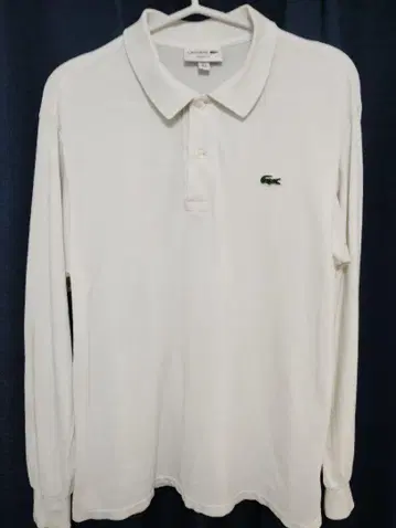 LACOSTE 화이트 긴팔 피케 셔츠 US M (JP M) 일본제